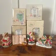 Vtg Cherished Teddies Figurines Klaus Hannah Lindsey & Lyndon We Bear Thanks