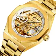Men Automatic Mechanical Watch with Luminous Dial and Steel Band