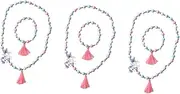 Vaguelly 3 Sets 2pcs Little Boys and Girls Girls Bracelet and Necklace String for Bracelets Wood Bead Unicorn Jewelry for Dress up