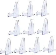 JECOMPRIS 24pcs Mini Clear Acrylic Display Easel Stand for Photos Artworks and Cards Sturdy Holders for Coins Medals and Trading Cards Modern Design for Easy Assembly