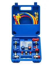 OMT AC Digital Manifold Gauge Set 3 Way HVAC Refrigeration Pressure Gauge Kit