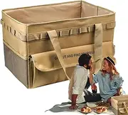 Camping Storage Box, Camping Storage Containers - Household Goods Organizer Bag - Large Foldable Camping Trunk Organizer Waterproof Anti-Colli Duffel Bag, dark khaki, riferimento alla