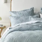 Bianca Aspen Double Polyester Bedspread w/ 2x Pillowcases Bedding Set Sky Blue
