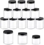 Glarks 12 Pack 2oz 4oz 8oz Glass Jars with Lids, Round Clear Glass Jars with Inner Liner and Black Lids for Storing Creams, Beauty Products, Cosmetic, Lotion and Ointments