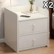 2x Bedside table set with drawers, minimalist design, white finish, modern style