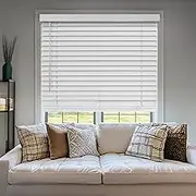 CHICOLOGY Faux Wood Blinds, Window Blinds, Wood Blinds, Window Shades, Window Treatments, Blinds & Shades, Window Shades for Home, Wooden Blinds, Basic White, 34" W X 48" H