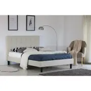 Albany Button King Bed Frame Fabric Beige
