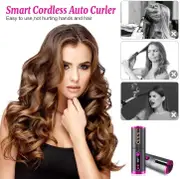 Vikus Portable Wireless Automatic Hair Curler for Travel with LED Temperature Display, Timer and USB Rechargeable (Pink)