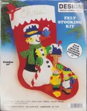 Christmas Stocking Vintage Kit Felt & Sequin Snowman & Carolers RARE OOP SEALED