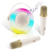 Mini Karaoke Machine with 2 Wireless Microphones, Bluetooth Karaoke Speaker