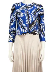 Blue Abstract Zipped Jacket