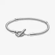 Pandora Moments Silver T-Bar Snake Chain Bracelet 599082C00-21cm - 8" in
