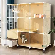 Large Cat Cage Indoor DIY Cat Playpen,Cat Cages Indoor Large with Litter Box and Casters to Increase The Height by 4cm for Pet