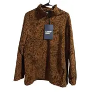 Lands End Animal Print Fleece Quarter Zip Pullover Size 1X