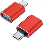 1PCS USB-C OTG Adapter, USB 3.0 Type-C Male to Female Converter, Plug & Play for MacBook/Flash Drive, Red (C to C OTG)