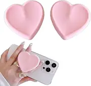 2Pcs Heart-Shaped Silicone Phone Grip & Stand - Foldable Mobile Holder for iPhone, Samsung, iPad & Tablets (Valentine's Gift Idea) (Pink)