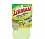 LIBMAN Clean & Shine Microfiber Sponge 2 in 1 Lint Free Washable Yellow/Green