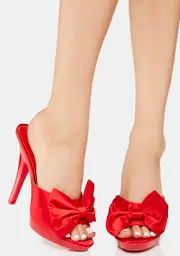 [XTRA by YRU] Red Sasha Bow Stiletto Heels