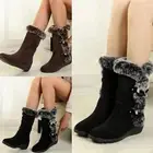 Winter Boots for Women Platform Cotton Warm Fur Snow Ankle Boot Flat Booties