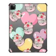 iPad Pro 12.9-inch (5th/6th gen) iPad Impact Case Cute Sloth in Strawberry Macaron with Rainbow Heart - Kawaii Animal with Sweet Food & Love