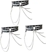 [SHERCHPRY] 3 Pcs Waist Chain Dress Buckle Belt Plus Size Chain Belt Nightclub Body Chains Belt for Women Plus Size Waist Belt Belt Fashion Belts Nightclub Rave Belt Women Belt Pu Black