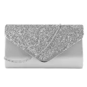 Fashion Women Evening Bag PU Leather Clutch Sequins Money Envelope Purse Glitter Chain Shoulder Crossbody Ladies Small Handbag