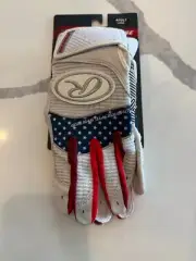 4TH OF JULY RED WHITE BLUE UVA RAWLINGS WORKHORSE BATTING GLOVES ADULT LARGE