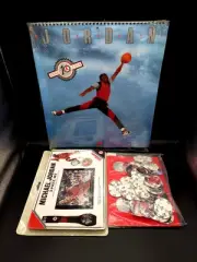 1994 Michael Air Jordan Lot Calendar, Wilson Watch and Wallet + Upper Deck Discs