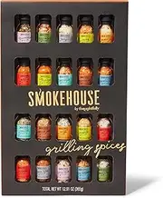 Smokehouse by Thoughtfully, Gourmet Ultimate Grilling Spice Set, Grill Seasonings and Rubs Gift Set, Flavours Include Chili Garlic, Italian Seasoning, Cayenne Spice Rub and More, Pack of 20
