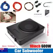 10'' 600W Car Subwoofer Under Seat Amplifier Audio Speakers Sub Woofer Slim Box