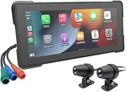 6.86 Inch Portable Motorcycle DVR Wireless Carplay Android Auto Touchscreen Waterproof Monitor GPS Navigation Dash Cam