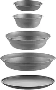 RUNGEASINI Titanium Camping Bowls & Plates Ultralight Stackable Dishes for Outdoor Dining Durable Backpacking Hiking Tableware, Dishwasher Safe