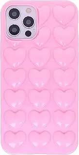 DMaos for iPhone 12 Mini Case for Women, 3D Pop Bubble Heart Gel Cover, Cute Girly for iPhone12 Mini 5.4 inch 2020 - Baby Pink
