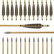 Archery 31" Wooden Arrows with Turkey Feathers Hunting for Recurve Bow Longbow