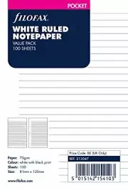Filofax Pocket Ruled Notepaper Value Pack - White