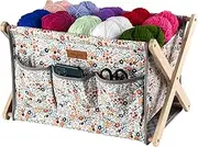 Hanfetch Yarn Caddy Large Size Yarn Storage Organizer for Yarn Skeins-Organizer for Crochet Hooks Knitting Needles Other Accessories, YS006, Daisy