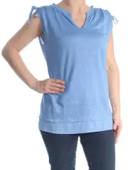 SANCTUARY Womens Blue Tie Heather Sleeveless Peasant Top XS