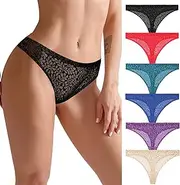 [VZGZIL] String Thong Women's Lace Seamless Sexy Underwear Women Seamless Hipster Briefs Lace Underpants Thongs Pack of 6