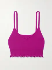[Ulla Johnson] Ulla Johnson - Elia Cropped Ruffled Cashmere Tank - Magenta - small small Purple
