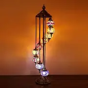 Floor Lamp Turkish Moroccan Style Mosaic Multicolored Light 9 Large Globe