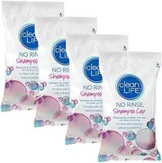 (Set/4) No Mess No Rinse Shampoo And Conditioner Hair Cap - No Water Needed