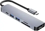 CONGARTENO Type-c Docking Station 6-in-1 USB Hub for Laptop Universal Converter External Ports Fast Charging for Phone Tablet