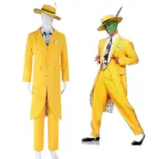 Mens The Mask Film Yellow Suit Halloween Film Fancy Dress XL