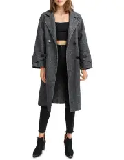 [Belle & Bloom] Rumour Has It Oversized Wool Blend Coat in Charcoal