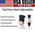 Black Chef Hat,Adult Adjustable Hook and Loop Tape Baker Hat Kitchen Chef Cap