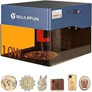 SCULPFUN iCube Pro Max 10W Laser Engraver, Mini Desktop Laser Engraving Machine with 0.08mm Focus, 10000mm/min High Speed, Laser Cutter with Smo-ke Filter, Eye Protection Shield, 130x130mm