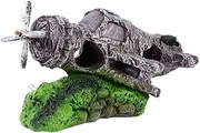 Ipetboom Plane Wreckage Fish Tank Landscaping Airplane Ornaments Plane Toy Airplane Figurines Toy Airplane Decor Aquatic Caves Fishing Decor Fish Tank Decoration Resin Accessories Aquarium