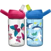 Camelbak Eddy+ Kids Butterfly + Sharks 14oz/400ml spill proof bottles twin pack
