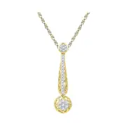 10kt Yellow Gold Round Diamond Drop Cluster Pendant 1/3 Cttw