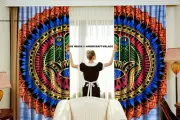 Hamsa Mandala Fatima Tulle Sheer Voile Door Window Curtain Drape Valances Decor